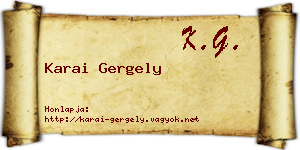 Karai Gergely névjegykártya